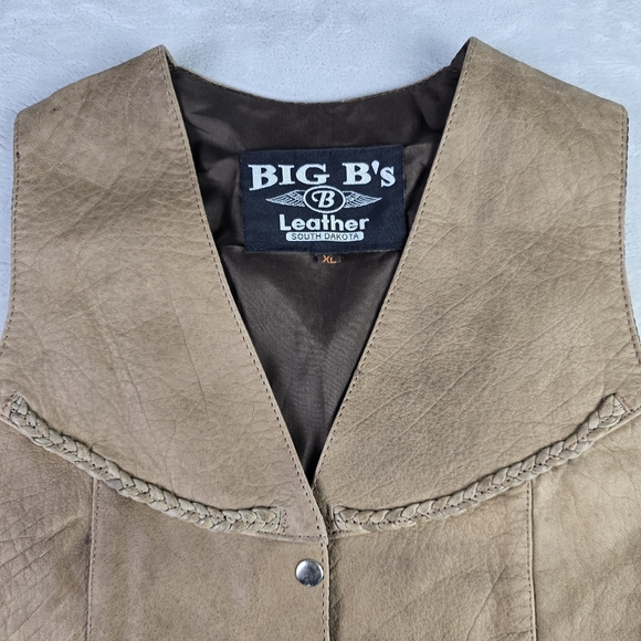 Big B’s Leather South Dakota Leather Motorcycle Vest with Side Laces Sz XL - Picture 3 of 6